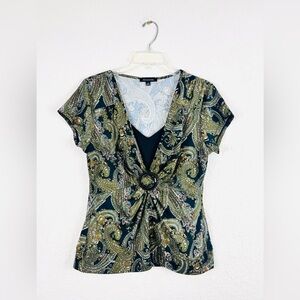 Max Edition Green Paisley Blouse with Buckle